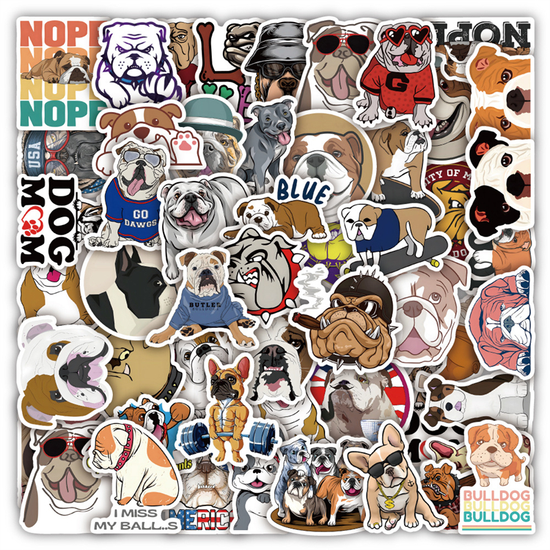 50Pcs Cute Funny Dog American Pit Bull Stickers Bulldog Graffiti Stickers for DIY Luggage Laptop Motorcycle Sticker
