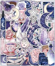 50pcs autocollant gothique violet mignon autocollants de lune de sorcière magique autocollants de graffiti d'art esthétique pour bricolage bagages ordinateur portable planche à roulettes Motor5279405