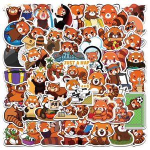 50pcs mignon panda rouge animaux autocollants pour enfants adolescents vinyle autocollant étanche pour ordinateur portable pare-chocs planche à roulettes bouteilles d'eau ordinateur téléphone FE218