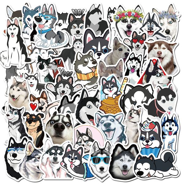 50 Pcs Mignon Husky Sibérien Animaux Autocollants pour Enfants Adolescents Vinyle Étanche Autocollant pour Ordinateur Portable Pare-chocs Planche À Roulettes Bouteilles D'eau Ordinateur Téléphone TZ-AZ138