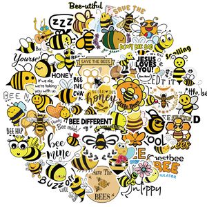 50pcs mignons autocollants d'abeille jaune inspirant petit animal graffiti enfants jouet planche à roulettes voiture moto vélo autocollant décalcomanies en gros