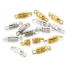 50pcs Cylindre Ferme-Fix à l'extrémité Fixes de vis fermes boucles pour le collier de bracelet Connecteurs de fabrication de bijoux