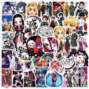 50 pcs Demon Slayer Anime Cartoon Ordinateur Portable Autocollants Bouteille D'eau Ordinateur Portable Voyage Cas De Voiture Planche À Roulettes