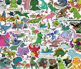 50 pièces dinosaure dessin animé Graffiti autocollant étanche pour voiture téléphone valise cahier réfrigérateur planche à roulettes papeterie boîte en gros5906755
