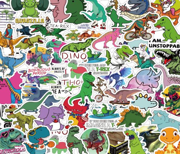 50 pièces dinosaure dessin animé Graffiti autocollant étanche pour voiture téléphone valise cahier réfrigérateur planche à roulettes papeterie boîte en gros5906755