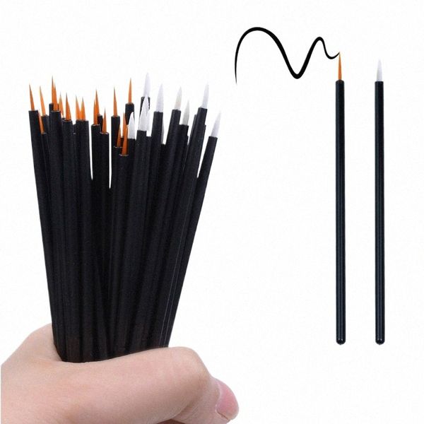 50 unids desechables delineador de ojos pinceles aplicador de maquillaje súper fino Nyl Eye Liner Profial Brush al por mayor E3Gr #