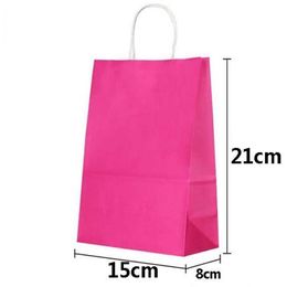 Sac en papier de couleur douce multifonction, 50 pièces, avec poignées, sac cadeau de Festival, sacs de shopping de haute qualité, papier kraft 276f