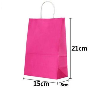 Sac en papier de couleur douce multifonction, 50 pièces, avec poignées, sac cadeau de Festival, sacs de shopping de haute qualité, papier kraft 260m