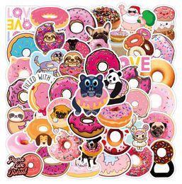 50 stks donuts Food Animal Cartoon Graffiti Stickers Trunk Water Cup Laptop Telefoon Case Notebook Auto Cars Cars Decals Pack2837167