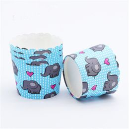 50 Uds. De papel para pastelitos con lunares y elefante, envoltorio para cupcakes, estuche para hornear con forma de taza, postre para fiesta de boda, vaso de papel para pastelitos