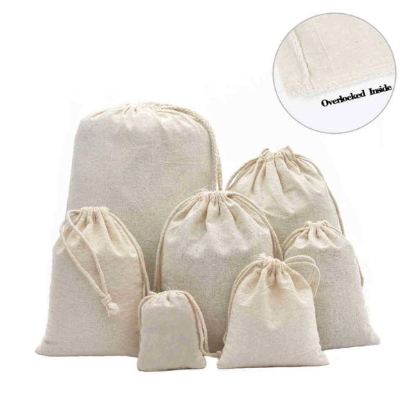 50pcs bolsas de regalo de muselina de algodón calico de 50 piezas para la fiesta de bodas de té de hierbas Bolsa de joyas de bolsas enteras 21032772417