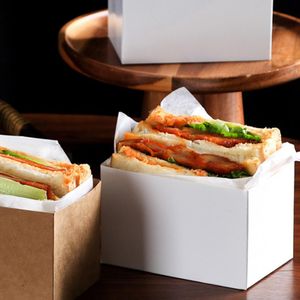 50 -stks duurzaam toast houd broodlade compact eenvoudig carry verpakking doos snoep sandwich afhalen container