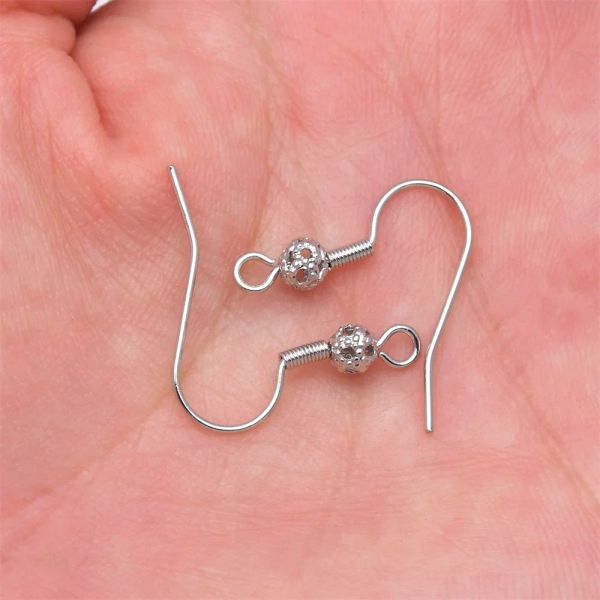 50pcs Crochet d'oreille Résultats de bijoux Hypoallergénique Fish Hook Will Wire avec boule et bobine de 20 mm de boucle d'oreille pour la fabrication de bijoux