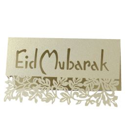 50pcs Eid Mubarak Laser Cut Table Nom des cartes de place Vine Cartes postales Ramadan Kareem Muslim Festival Happy Al-Fitr Eid Party Decor