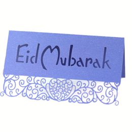 50pcs Eid Mubarak Laser Cut Nom de table CARTES PLACES LOVE COEUR CARDES POSTES RAMADAN KAREEM CARTES DE VOLATION