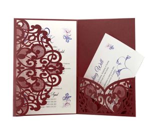 50pcs carte d'invitations de mariage découpée au laser élégante personnaliser carte de voeux entreprise avec cartes RSVP fournitures de faveur de fête d'anniversaire 240301