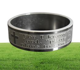 50 -st Etch Band Lords Prayer For I Know the Plans ... Jeremiah 2911 English Bible Stainless Steel Rings Wholesale Fashion Sieraden Lot3051275