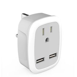 50 stks Europese reisplugadapter Retro International Power Adapter met 2 USB -poorten 2 US Sockets - 4 op 1 reizen