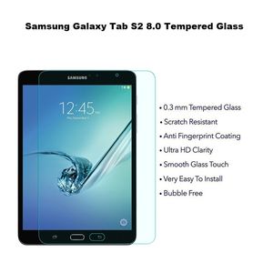 50PCS Antidéflagrant 9H 0.3mm Protecteur D'écran En Verre Trempé pour Samsung Galaxy Tab S2 T710 T810 Tab Actif T360 T361 Pas de Paquet