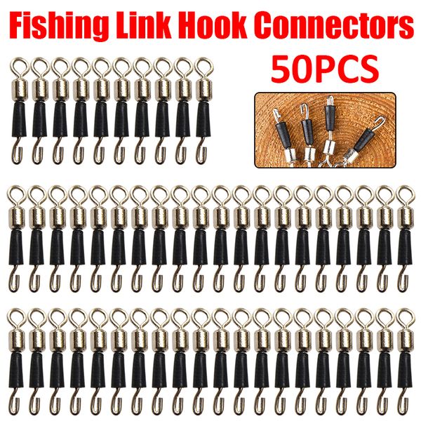 50pcs Carril de pesca Rodamiento Rodado Ringo Solid Ring Profesional Conector de gancho rápido de enlace rápido para pescador