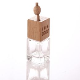 50 piezas gratis DHL Botellas de vidrio vacío Botellas de perfume de perfume Carry Bottle Dffuser Glass Bottle Square Car Botellas con CA NSSQ de madera