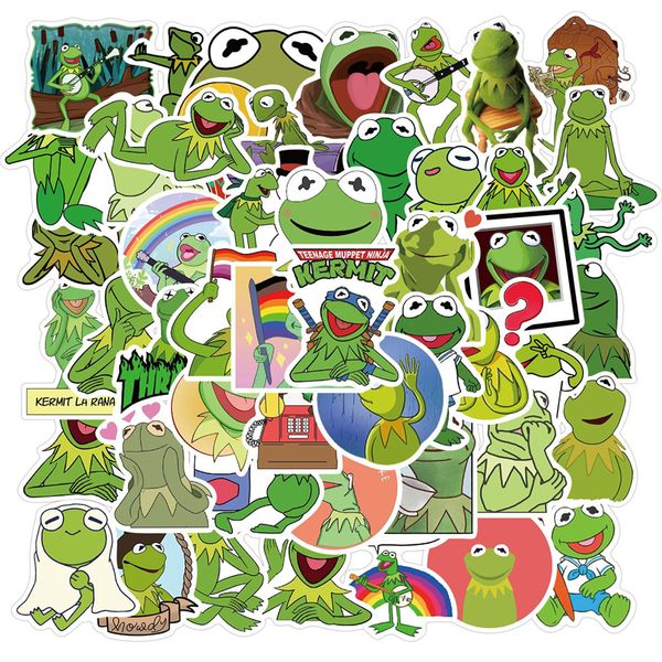 50 pièces autocollants grenouille dessin animé pour adolescents enfants bouteille d'eau Cool autocollant étanche pour fille ordinateur portable vélo Skateboard téléphone ordinateur guitare étui de voyage