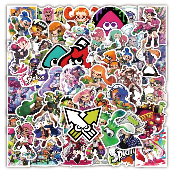 50 pièces jeu Splatoon Graffiti autocollants planche à roulettes ordinateur portable réfrigérateur téléphone bricolage étanche dessin animé autocollant Packs enfant jouet