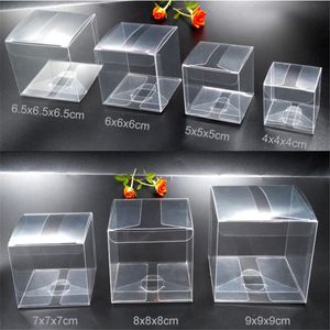 50 stcs Algemene vierkant Clear PVC Boxes Wedding Favor Gift Packaging Box Transparant Party Candy Chocolate Toys/Sieraden/Candy Boxes