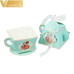 50 pièces emballage cadeau décorations de fête de thé tasse à thé théière faveur de mariage boîte de bonbons décoration de douche de bébé fournitures de fête d'anniversaire 211014219D