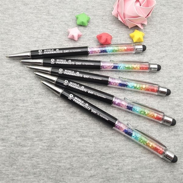 50pcs regalos Bridesma Nice Rainbow Stylus Pens personalizado gratis con DataName Special para aniversario de bodas 220621