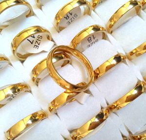 50pcs Gold 4 mm Bagues de fiançailles de mariage hommes femmes 316L