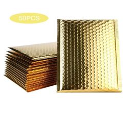50 stks gouden kleur bellenmailers gewatteerde enveloppen bekalde poly mailer zelfafdichting aluminizer verpakking gewatteerde enveloppen7894158