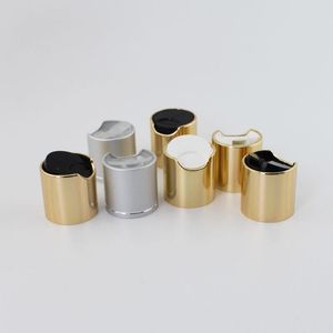 50 stks gouden schijf topdoppen met aluminium kraag 24/410 zilveren deksel plastic fles dop duwtrekkingsdoppen NCSBD