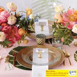 Porte-cartes en forme d'ananas doré, 50 pièces, Clip pour cartes de faveur de mariage Tropical, même idées de décoration de Table de fête