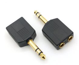 50pcs Gold plaqué 635 mm 14quot stéréo1 Male Plug à 2 adaptateurs audio féminins stéréo1361284