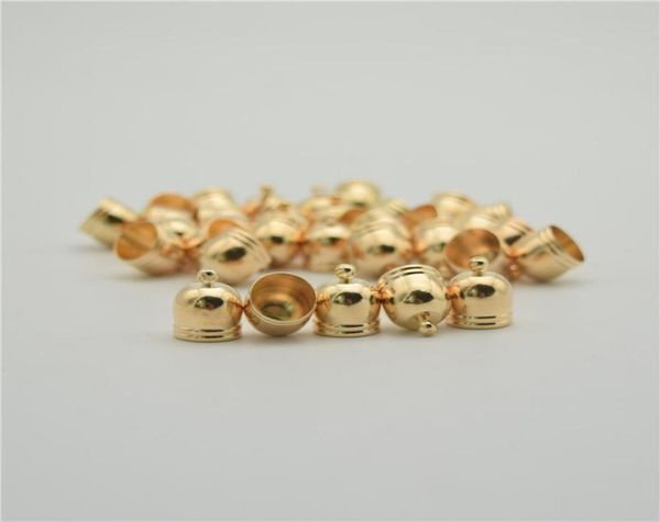 50 pcs Or Glands Cap Résultats Perles Embouts En Cuir Cordon Collier Fil Rore Faux Daim Fermoirs Cloche Forme Connector8603612