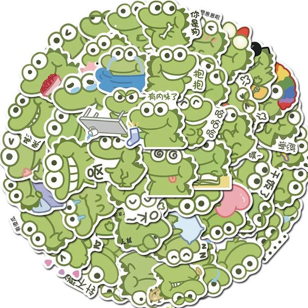 50 PCS Graffiti Planche À Roulettes Autocollants Mignon Dessin Animé Vert Dinosaure Pour Voiture Ordinateur Portable Réfrigérateur Casque Pad Vélo Vélo Moto PS4 Livre Guitare Pvc Stickers