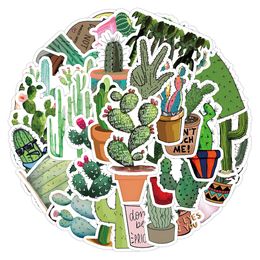 50 Uds. Pegatinas de Cactus de plantas verdes, pegatinas divertidas y encantadoras, pegatinas de Cactus en maceta, funda de teléfono mixta, calcomanía impermeable para equipaje, lotes a granel