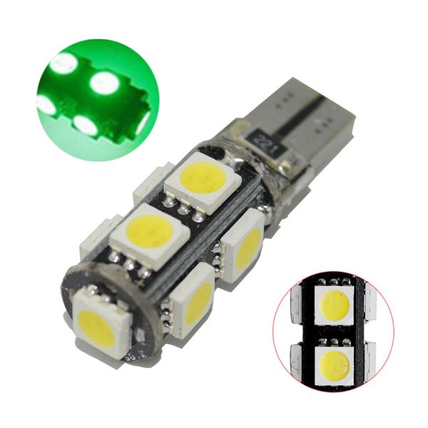 50 pièces vert T10 W5W 5050 9SMD LED Canbus sans erreur ampoules de voiture pour 192 168 194 2825 lampes de dégagement feux de plaque d'immatriculation 12V