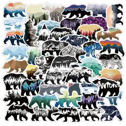 50 -stcs Grizzly Bear -stickers met bergen, rivieren, zon, maan en sterren AZ219