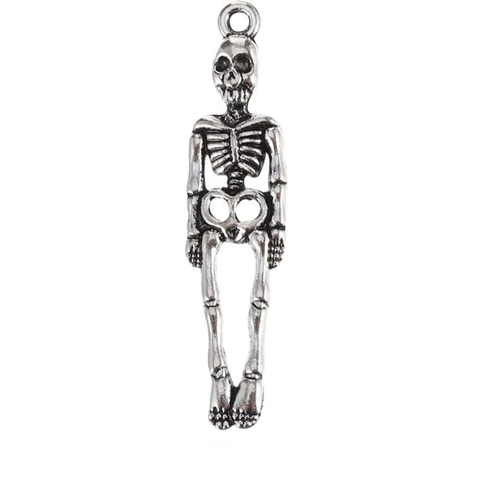 50Pcs Halloween Skeleton Charms Scary Spooky Skull Pattern Pendant DIY Craft Handmade For Halloween Cosplay Party Decor