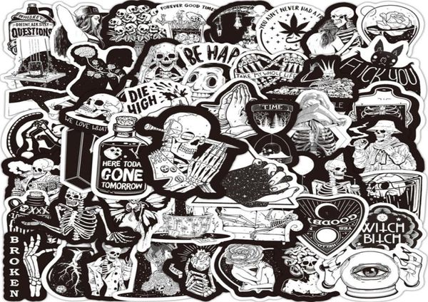 50pcs Halloween Stickers Gothic Skull Graffiti Autocollants pour ordinateur portable Decals de moto de skateboard9538762