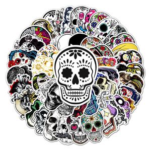 50 pcs Halloween Sucre Crâne Autocollants Dia de Los Muertos Mexicain Jour des Morts