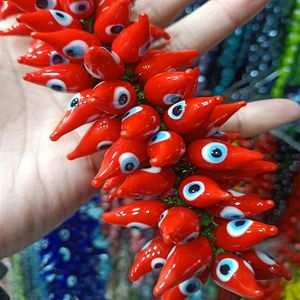 50pcs Handgemaakte Lampwork Kralen Hangers 30mm Blauwe Chili Peper Oog Lampwork Kraal Hanger Sieraden Maken Decoratieve accessoires351E