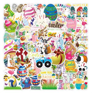 50 stcs Happy Easter Egg Rabbit Stickers Kawaii Cute Cartoon Funny Bunny Dierstickers For Kids Gift Water Flessen Laptop Notebook Auto Bike Decal Bagage Diy Sticker