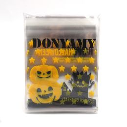 50 piezas felices bolsas de plástico autoadhesivas para galletas Halloween para galletas.