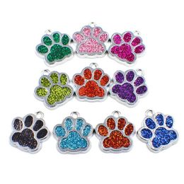 50pcs HC358 Bling émail chat chien ours patte imprime pendentif suspendu ajustement rotatif porte-clés sac bijoux Making226U