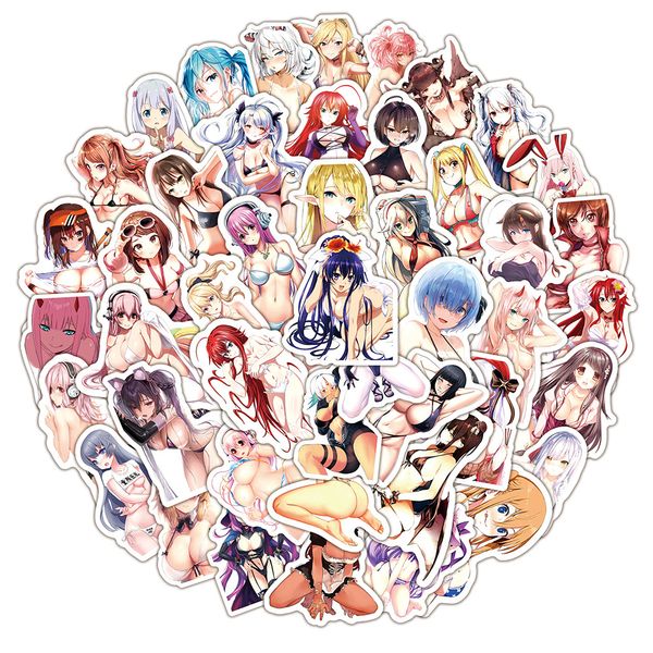50 pièces Hentai Sexy Anime autocollants Kawaii Hot Lady Loli vinyle autocollant étanche esthétique décalcomanies pour adolescents garçons adultes