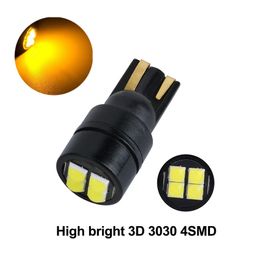 50 stks Hoge Bright Yellow T10 3030 4SMD LED Wedge Auto Lampen 194 168 2825 Opruimingslampen Lezen Kentekenplaatverlichting 12V