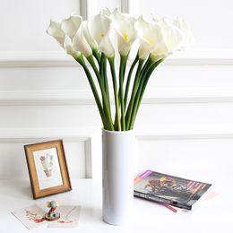 50 stks Hoge Kwaliteit Real Touch Calla Lily Kunstbloemen Calla Lily Boeket Voor Bruiloft Boeket Bruids Huis Bloemdecoratie